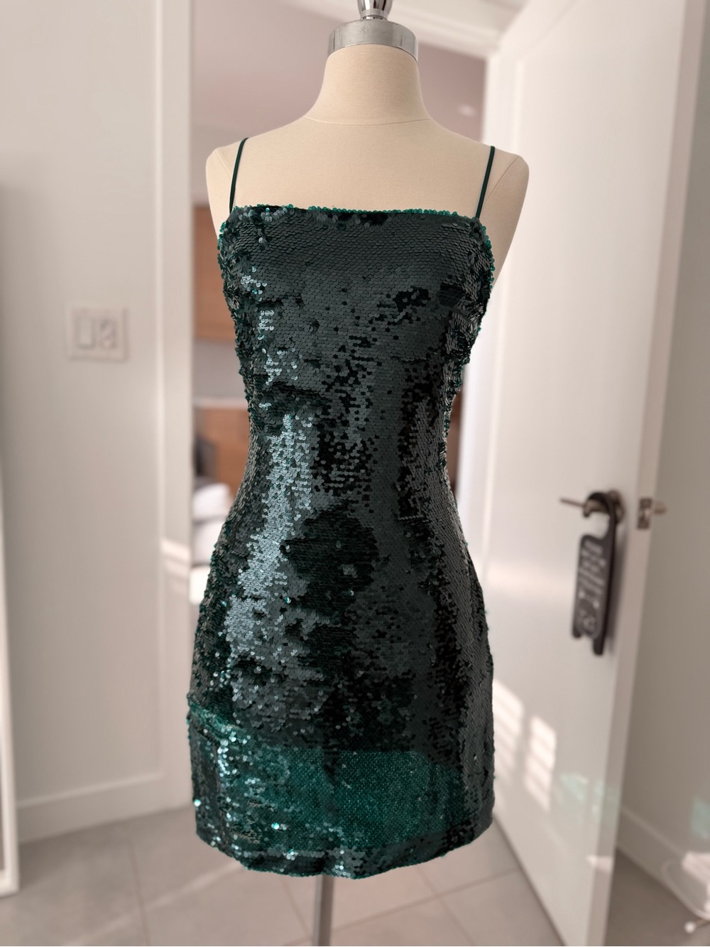 Zara Dark Green Sequin Mini Dress - Picture 4 of 4